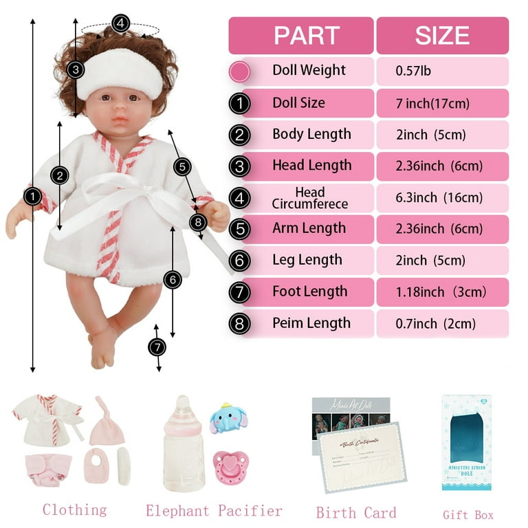  Miaio Reborn Baby Doll Boy 7 Inch Silicone Doll Mini