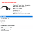 thumbnail image 2 of Front Left Fender Liner - Compatible with 2015 - 2017 Acura TLX 2016, 2 of 2