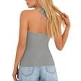 thumbnail image 4 of Soyumi Women's Sexy Halter Going Out Top Open Back Deep V Neck Sleeveless Vest Tank Tops Party Club Night Out Tops, Light Ashy, 4 of 5