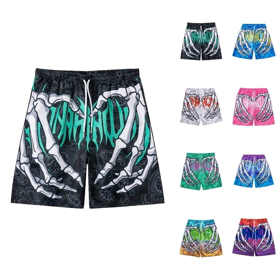 Beach Shorts for Men 2026 Summer Casual Loose Fit Elastic Waist Straight Leg Floral Printed Cool Shorts with Pockets