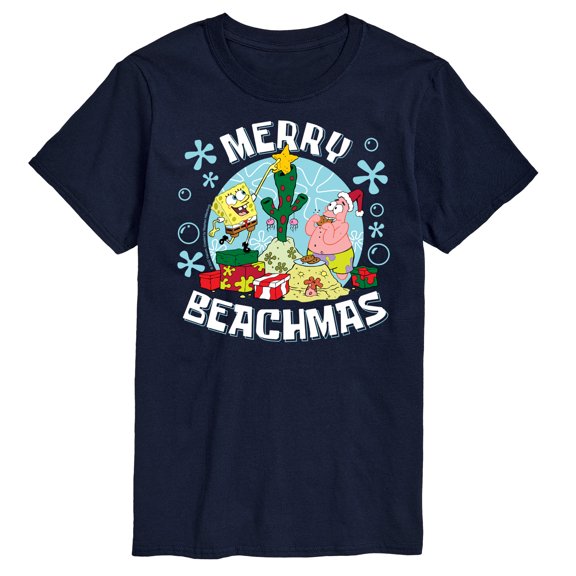 SpongeBob SquarePants - Merry Beachmas Patrick and Spongebob - Men's Short Sleeve Graphic T-Shirt