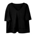 thumbnail image 4 of Daznico Women's Oversized V-Neck Tee, Dolman Sleeve Casual Crop Top for Summer,XXL, 4 of 5