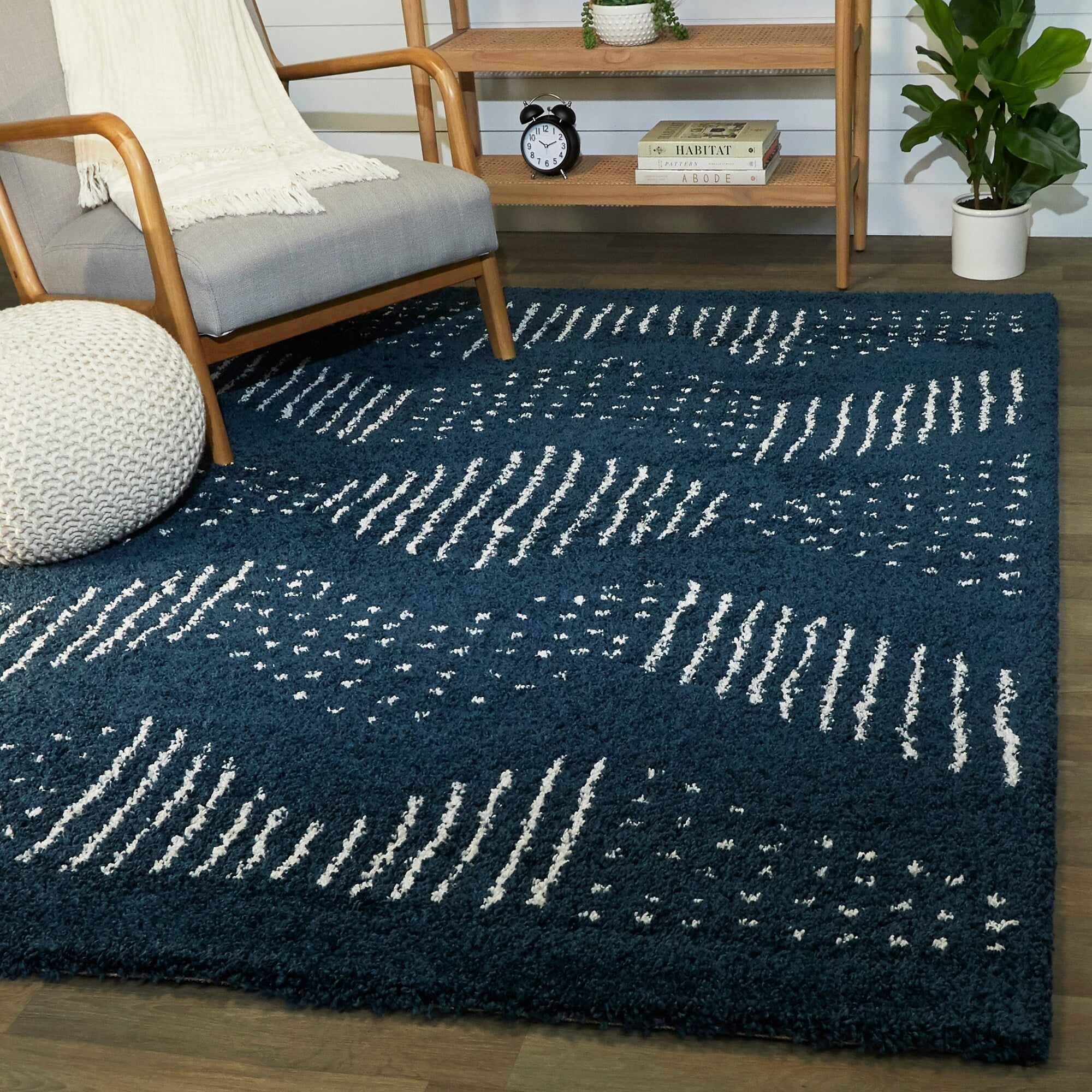 Carson Carrington Taxinge Shag Area Rug Dark Blue 2'2