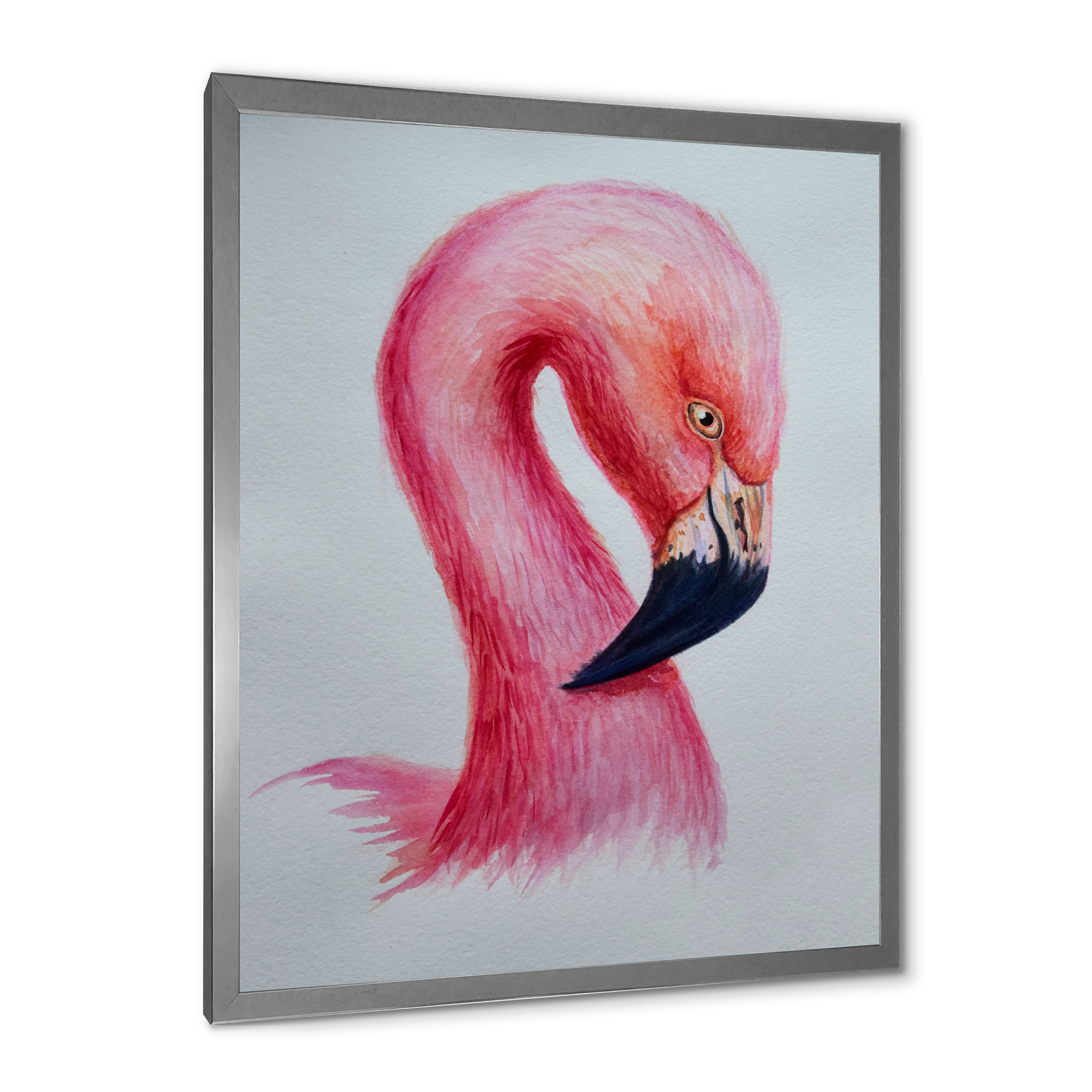 Designart 'Abstract Portrait of Pink Flamingo IV' Farmhouse Framed Art Print