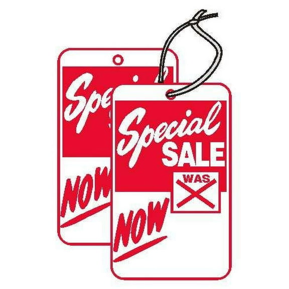 Large (1.75" X 2.875") Promotional"Special Sale was/Now" Merchandise Tag (Unstrung). Case of 2,000 Tags.