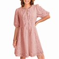 thumbnail image 1 of Robes d'Été pour Femmes, Nœud devant, Col en V, Courtes, Bouffantes, 1 of 6
