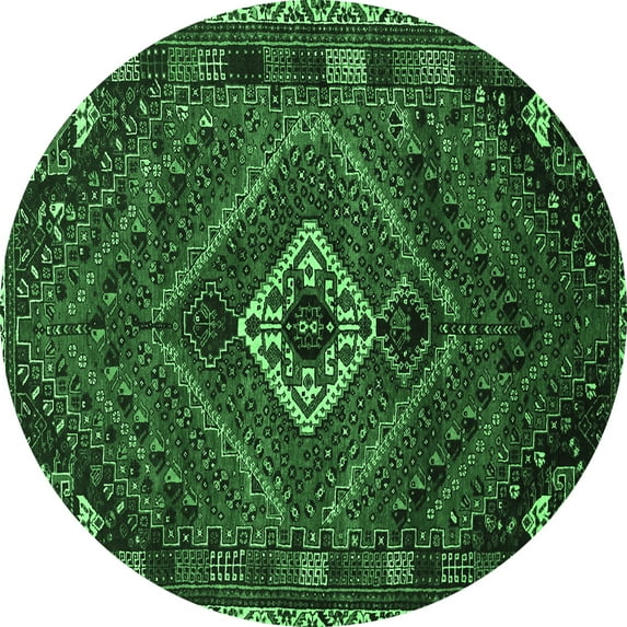 Ahgly Company Indoor Round Persian Emerald Green Traditional Area Rugs, 8' Round