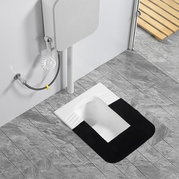 Pawsdot U Shaped Bathroom Rug in Black Polyester - Quick-Dry and Easy to Clean
