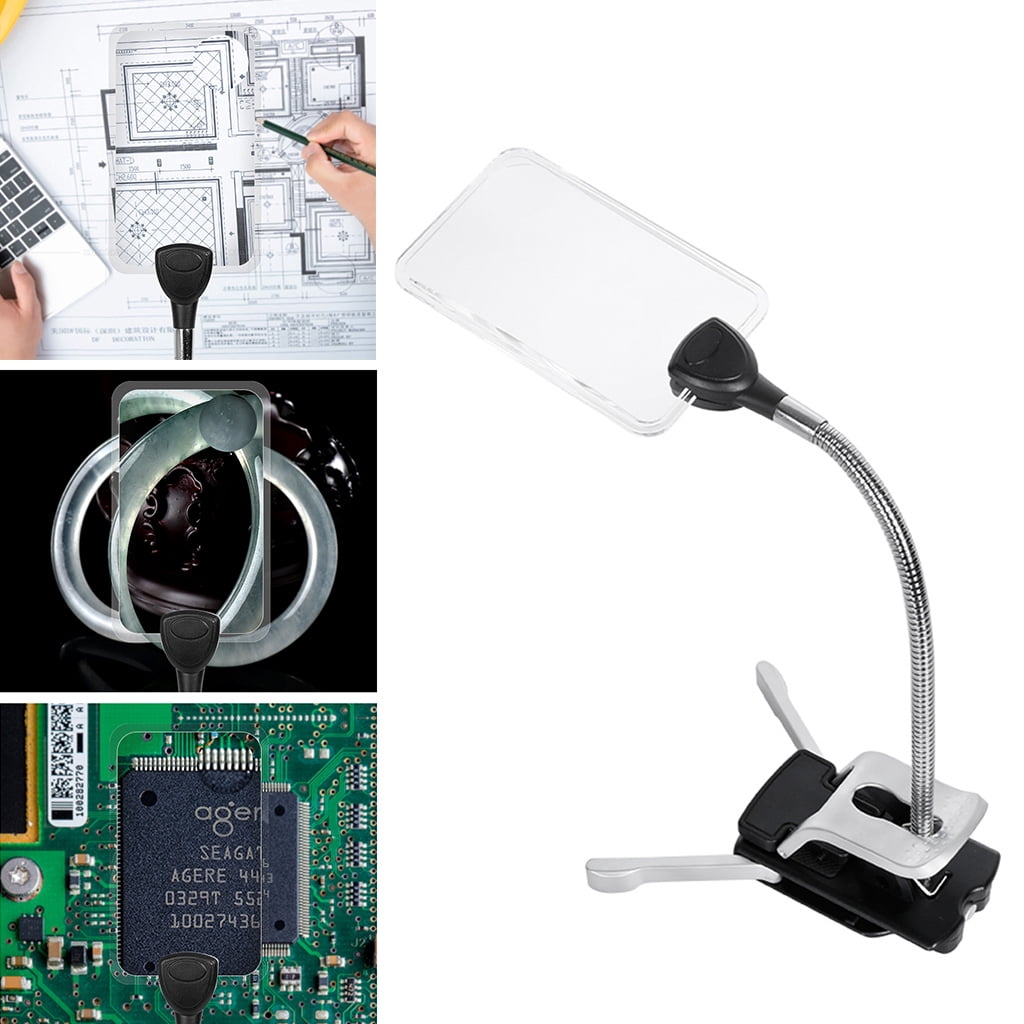 HGYCPP LED Magnifying Glass Desk Lamp for Close Work Bright Lighted Magnifier W/Clamp