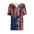 thumbnail image 4 of KIHOUT T-Shirt Imprimé Fête de L'Indépendance pour Femmes à Manches Courtes Col en V Bleu G, 4 of 5