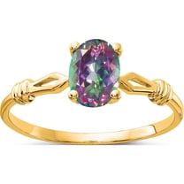 14K Yellow Gold Mystic Fire Topaz Polished Ring (Size 6) Made In United States y4654ft