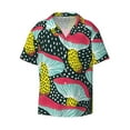 thumbnail image 2 of Lsque Green Mushroom print Men's Cuban Collar Short Sleeve Shirt Summer Beachwear Casual Button Down Fashionable Vacation Leisure Shirt-X-Large, 2 of 7