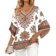 thumbnail image 1 of Camisas de Manga 3/4 de las Mujeres Bohemian Exclusivo Estampado V-Cuello Elegante Blusa para el Trabajo Informal O Vestidos Sociales, 1 of 6