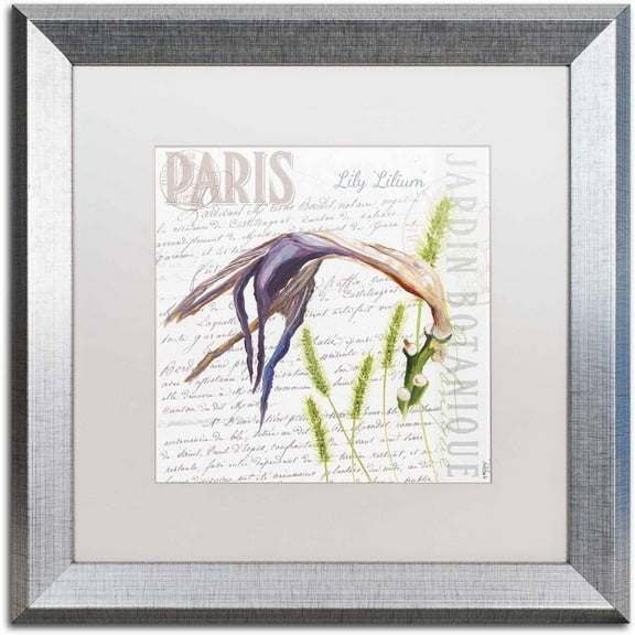 Trademark Fine Art "Paris Botanique Red Poppy" Canvas Art by Jennifer Redstreake White Matte, Silver Frame