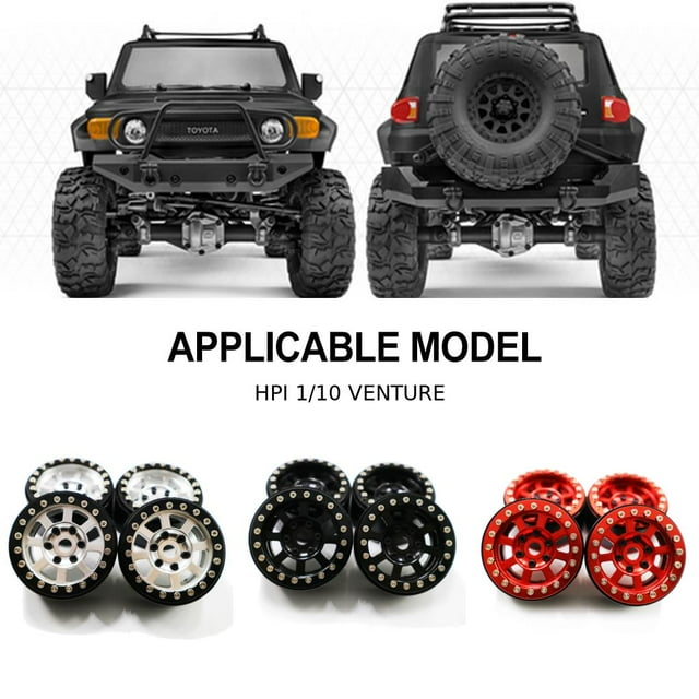 maskred Metal Wheel Rims For VENTURE Aluminum Alloy Crawler Shock-proof 8pcs RC Car Accessories Replacement Parts Silver