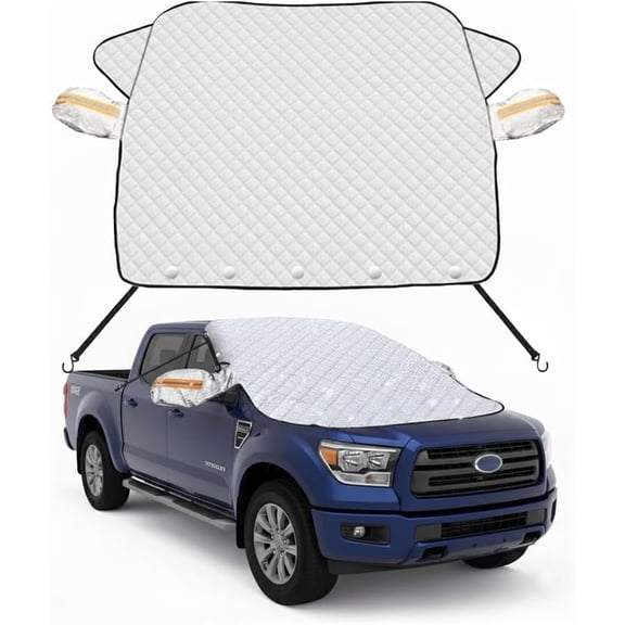 Car Windshield Snow Cover, Ice Frost Car Window Covers with Magnetic Edges & Side Mirror Protector, Windproof UV Sunshade Windscreen Covers for Cars, SUV, Truck (XL 62 * 45inch)