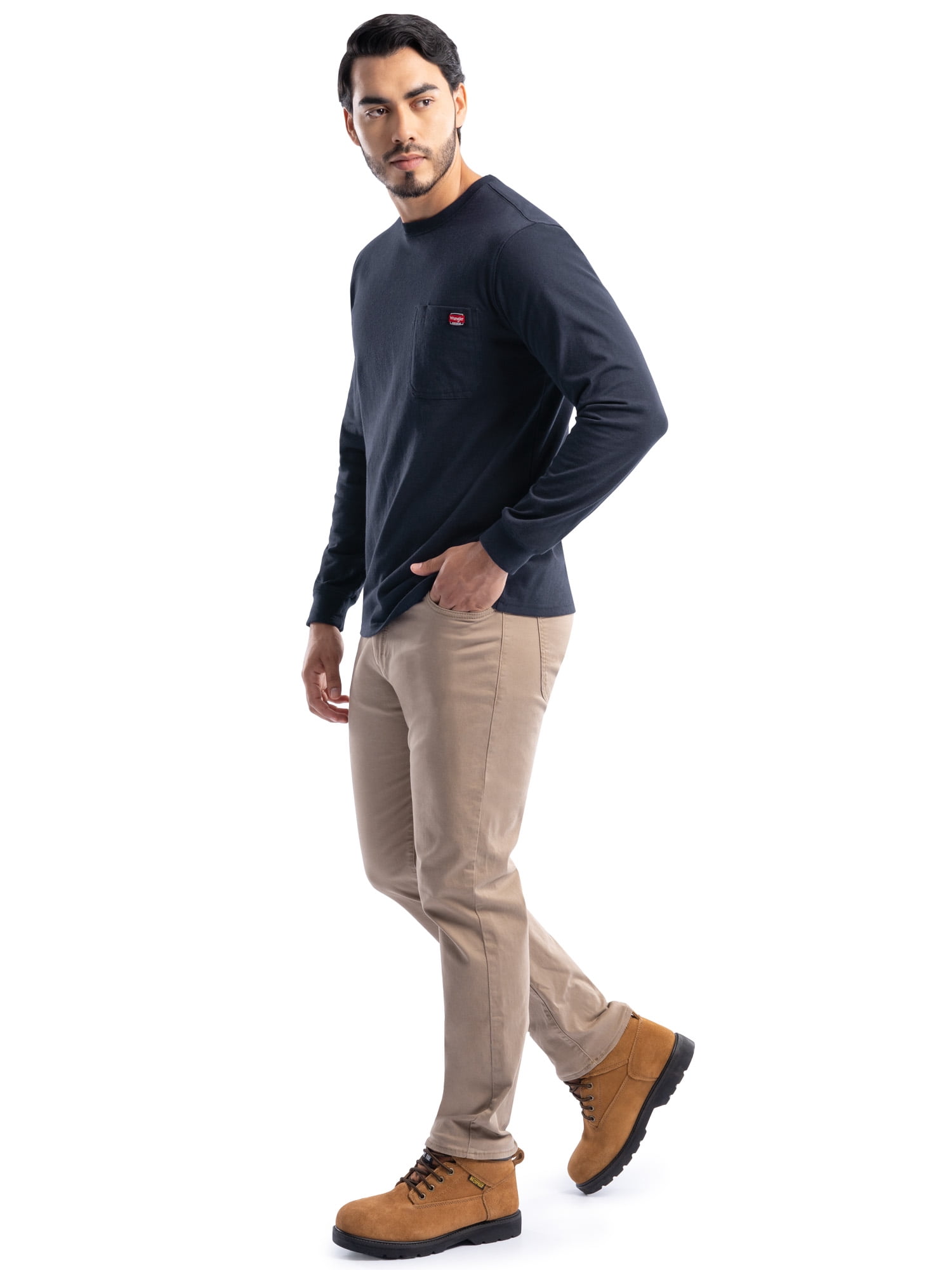 Wrangler Workwear Men's Long Sleeve Heavyweight Pocket T-Shirt, Size S-3XL (Men's and Big Men's)