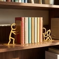 thumbnail image 4 of Unique Bargains 2Pcs Decorative Metal Minimalist Humanoid Book Ends Gold 3.1*2.5*7.7inch, 4 of 5