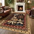 thumbnail image 4 of MJIAexp 5'x7' Area Rug Washable Living Room Rug, Vintage Western Buffalo Bear Decor Indoor Carpet Rugs, Non Slip Soft Low Pile Area Carpet for Living Room Bedroom Festive Decor, 4 of 7