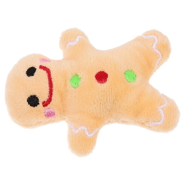 LEEYNEER 1Set Plush Dog Pet Toy Cartoon Gingerbread Man Shape Brown For Christmas Celebration