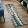 thumbnail image 4 of Turquoise Brown Runner Rug 2x6 FT,Non Slip Hallway Rugs,Vintage Country Ombre Wooden Grain Washable Soft Floor Carpet Throw Runner Carpet Long Rugs for Entryway Kitchen Bedside Sliding Door, 4 of 8