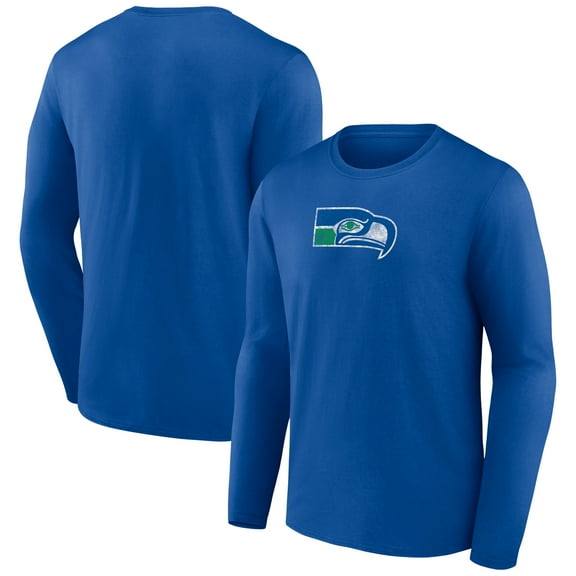 Men's  Royal Seattle Seahawks Throwback Long Sleeve T-Shirt