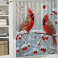 thumbnail image 6 of Patifu Cardinals Branch Snow Shower Curtain for Bathroom Decoration 100% Polyester with Hooks 60"x72, 6 of 7