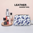 thumbnail image 4 of Blueberry Print pattern Makeup Bag, Large Capacity Travel Cosmetic Bag for Women Girls- Travel Toiletry Bag Leather Portable Waterproof Makeup Case Organizer with Handle, 4 of 4
