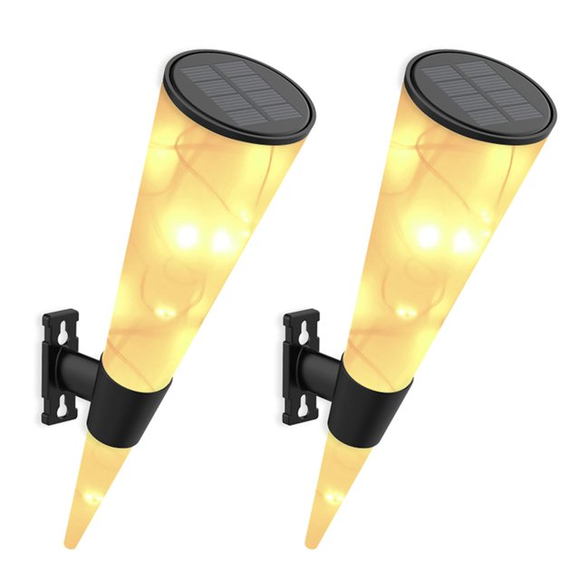 2 juegos de lámpara solar para exteriores, impermeable, inalámbrico, aplique de pared, decoración, luz blanca cálida, jardín. Afortunado Sencillez