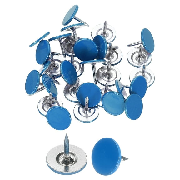 30Pack Push Pins, 11mmx10mm Round Flat Head Decorative Thumb Tacks, Blue