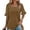 Khaki, variant on Aobny Cotton Women Spring Tops Loose Fit Black T-shirts Elbow-Length Ruffle Square Neck Womans Tops,S