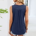 thumbnail image 2 of Fnooota Women's Cotton Tank Tops, V Neck Summer Casual Pleated Front Sleeveless T-shirts Navy Size S, 2 of 5