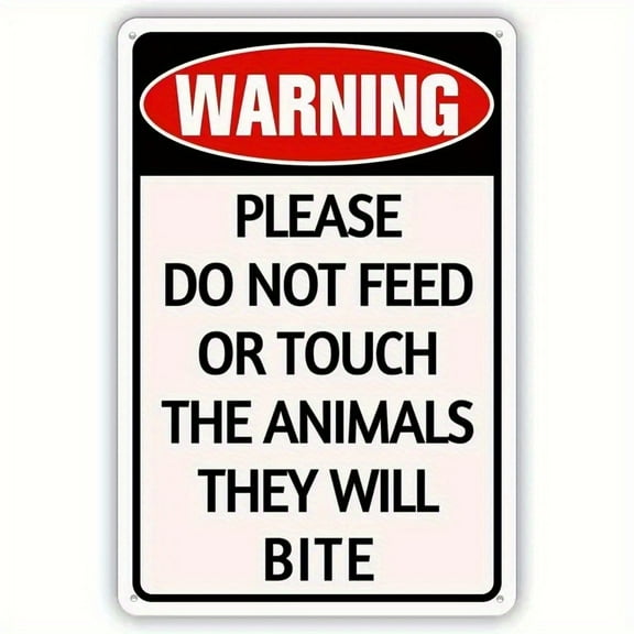 12x8 Inch Metal Sign - "Please Do Not Feed or Touch the Animals, They Will Bite" for Farms