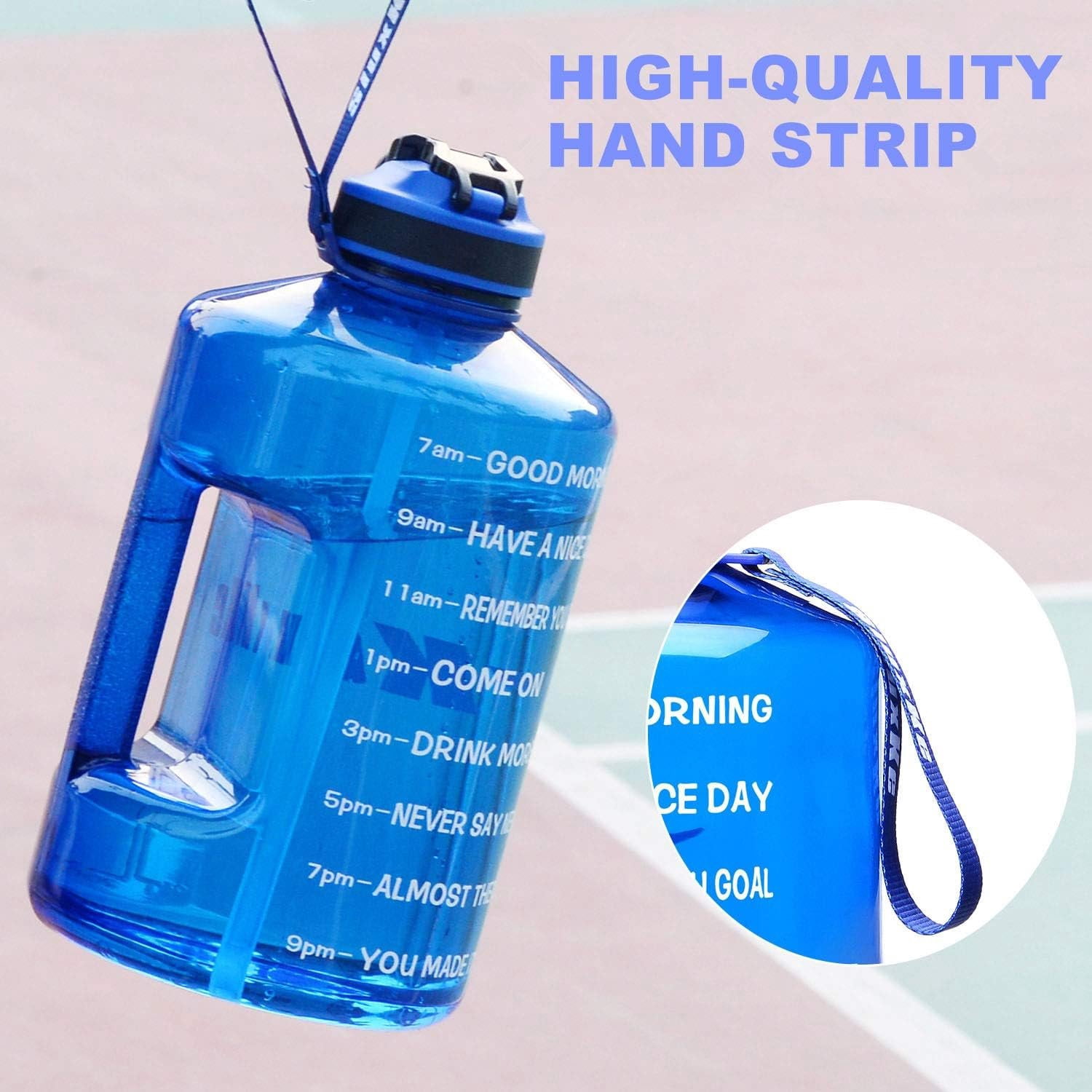 1 Gallon Motivational  Water Bottle with Time Marker,  128oz Leak Proof Jug, Black, Plastic, 128 ounces, Fitness, , Outdoor Activities