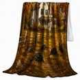 thumbnail image 2 of Printed Flannel Throw Blanket with Rustic Autumn Farmhouse Wild Turkeys, 2 of 9