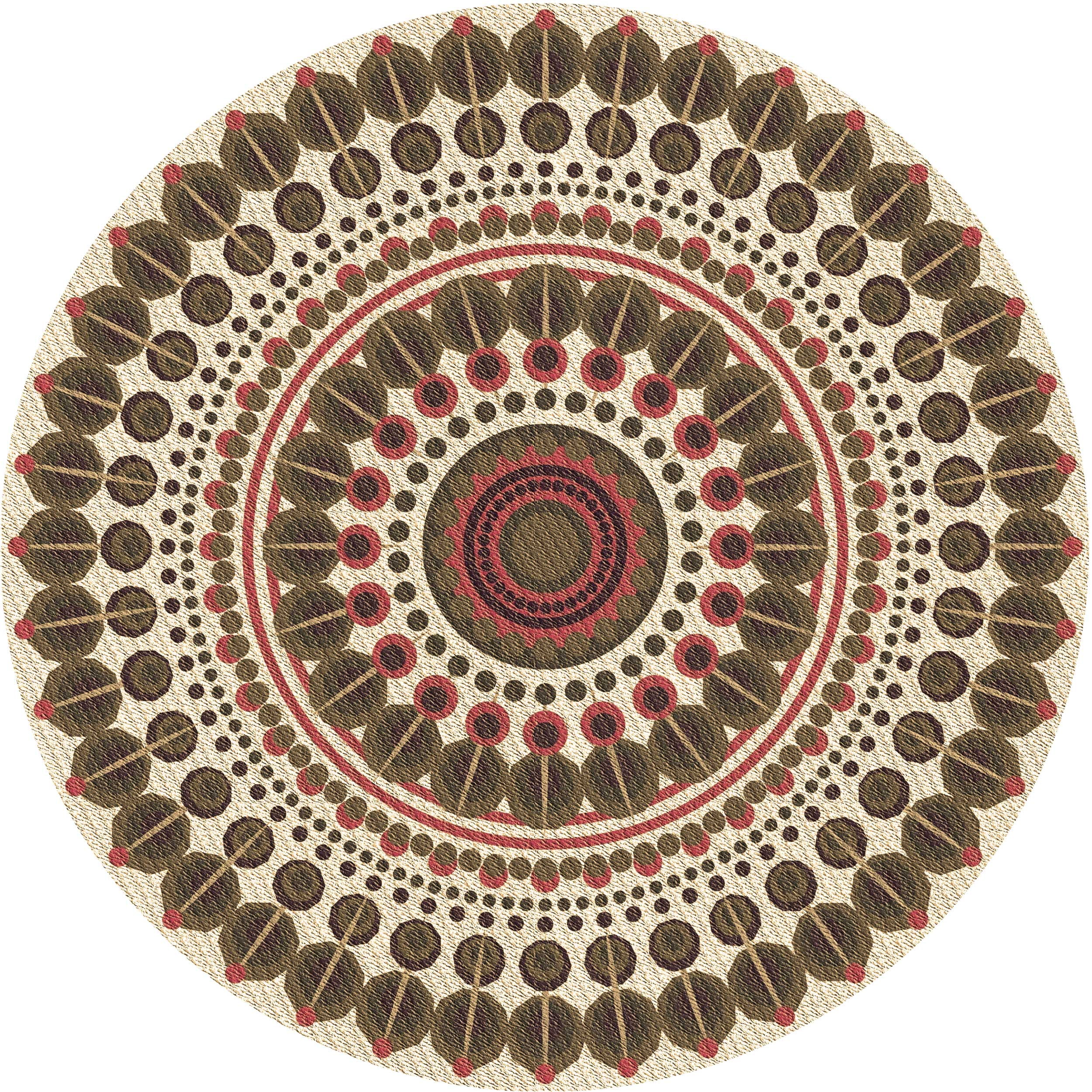 Ahgly Company Indoor Round Patterned Khaki Gold Area Rugs, 8' Round