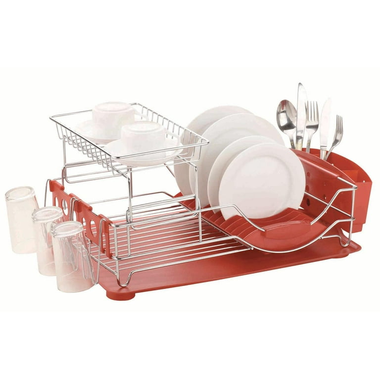 Home Basics 2-Tier Plastic Dish Drainer, White – DaysMarketplace