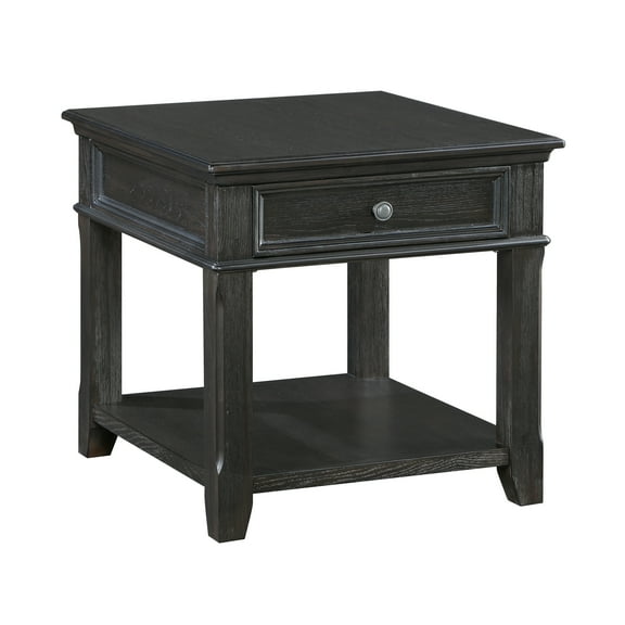 Knubmt Wood End Table with Open Shelf, 1 Drawer Side Table for Living Room, Office, Dark Gray