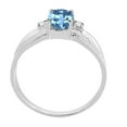 thumbnail image 2 of Mauli Jewels Rings for Women 0.9 Carat Oval Blue Topaz and Diamond Ring 4-Prong 10K White Gold, 2 of 6