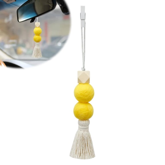 Mirror Hanging Accessories for Women - Cute Car Decorations Interior Aesthetic Pendant, Hand Knitting Swinging Rear View Mirror Hanging Ornament