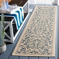 thumbnail image 3 of Safavieh Courtyard Nanda Botanical Indoor/Outdoor Runner Rug, Natural/Blue, 2'3" x 10', 3 of 9