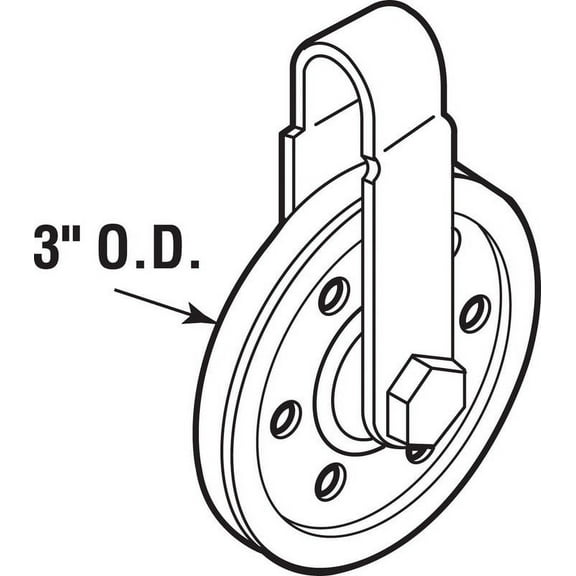 Prime-Line GD 52109 Pulley with Strap and Axle Bolt, 3 in Dia, 5/16 in Dia Bore, Galvanized Steel