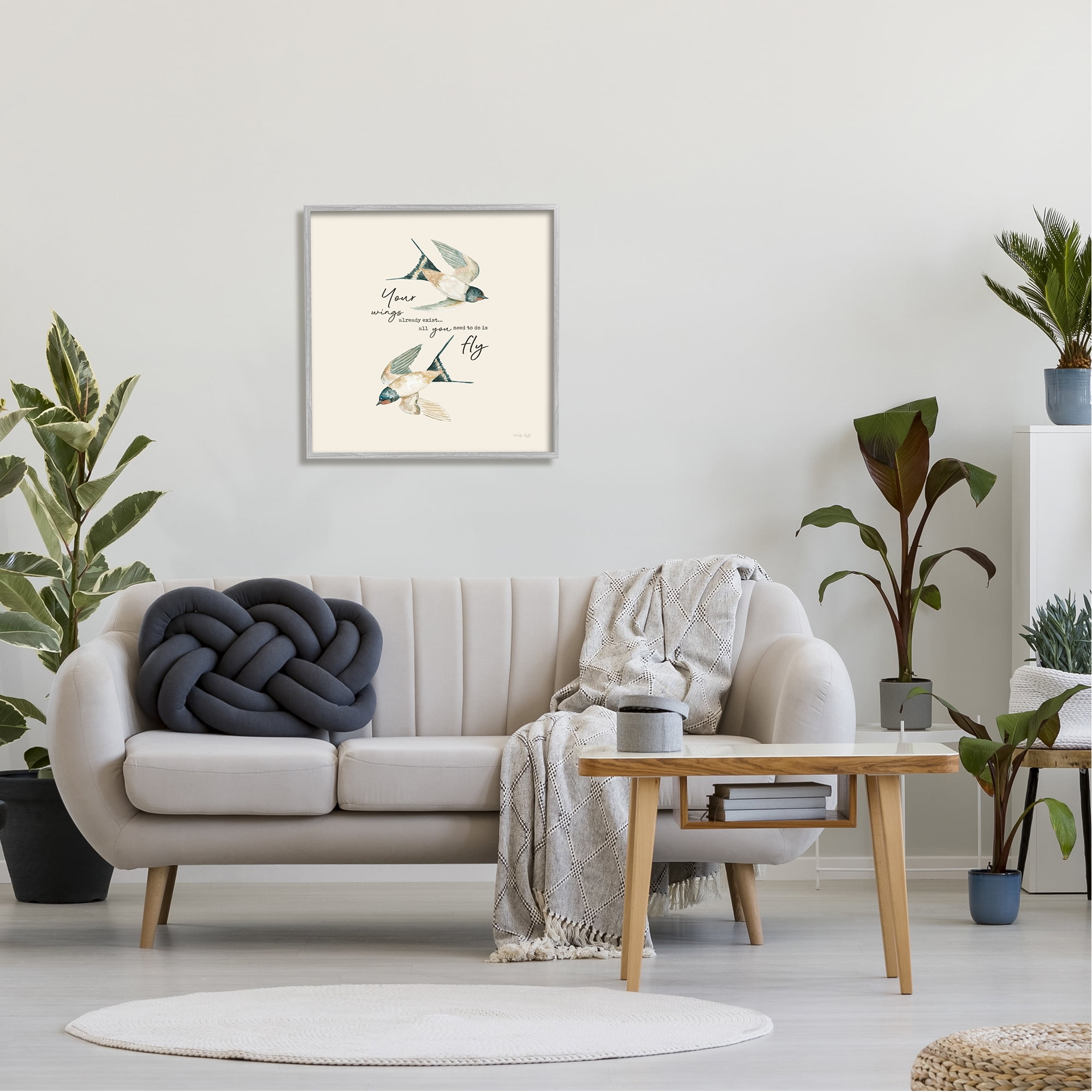 Stupell Your Wings Already Exist Flying Birds Animals & Insects Painting Gray Framed Art Print Wall Art
