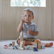 PlanToys® Creative Blocks Wooden Montessori Building and Imagination Toy in Orchard Shade | Fine Motor, Spatial Reasoning and Early STEM Learning Activity | Eco Friendly Open Ended Play Set