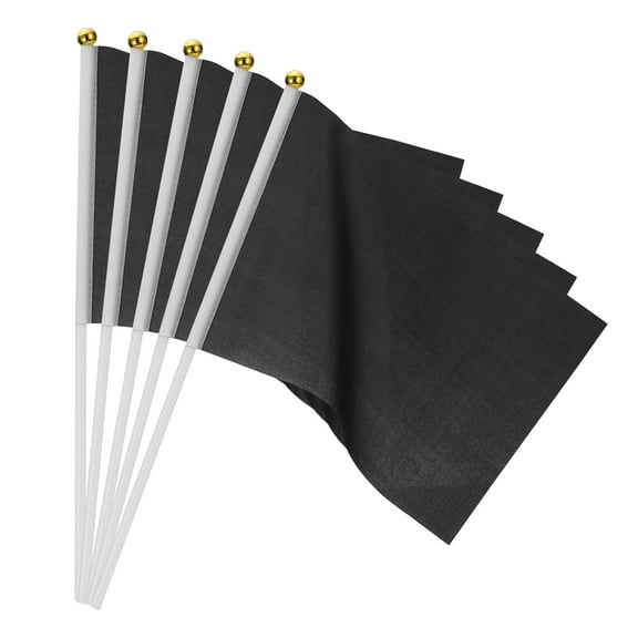 Uxcell 25 Pcs Black Flags Game Solid Black Flags Small Mini Flags on Stick