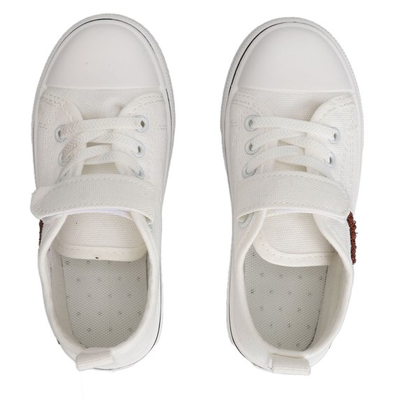 M Buder Zapatos Casuales de Lona Transpirable con Estampado de Dibujos Animados y Suela Suave para Niños y Niñas, Cierre Gancho y Bucle, Talla 28 (18.0 cm / 7.1 inches), Color Blanco