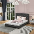 thumbnail image 4 of Costway Full Size Upholstered Platform Bed Tufted Headboard Mattress Foundation Grey, 4 of 10