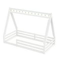 thumbnail image 6 of Bellemave Twin Size Teepee House Floor Bed Frame with Tent and Light, Solid Wood Montessori Floor Bed with Guardrails, Bedroom, No Spring Box Needed, 6 of 9