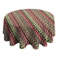 thumbnail image 4 of Red and Green Christmas Striped Pattern Round Tablecloth 60"x60",Wrinkle Wipeable Table Cloth for Kitchen Dining Room Picnic Patio Party, 4 of 6