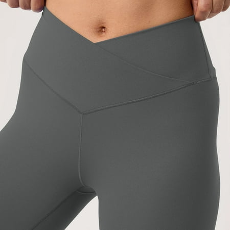 Crossover Flare Leggings Women s High Waist Yoga Pants Tummy Control Bootcut Bell Bottom Casual Workout Lounge Pants Dark Gray XL